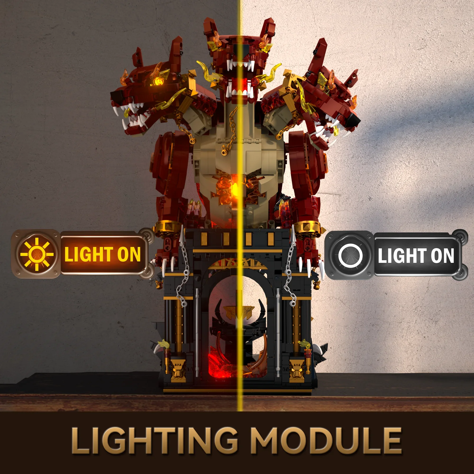 2317PCS MOC Hell Driekoppige Hond Bouwstenen Film Cerberus van de Inferno Model Splicing Montage Baksteen Puzzel speelgoed Gift