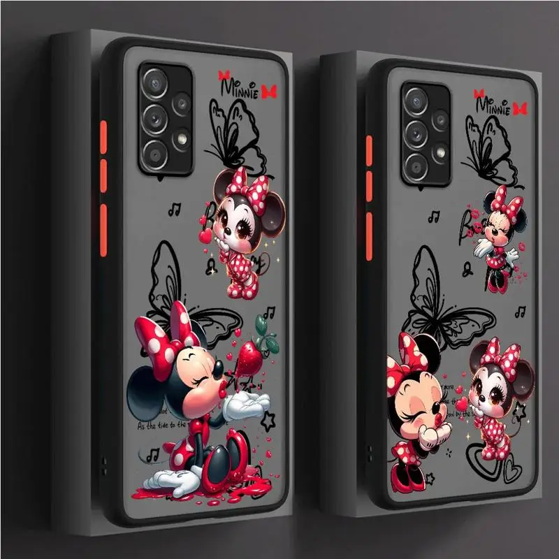 Luxuly Mickey Minnie Mouse Matte Phone Case For Samsung Galaxy A53 A14 A52 A13 A12 A34 A71 A52s A42 A33 A51 A31 A23 Translucent