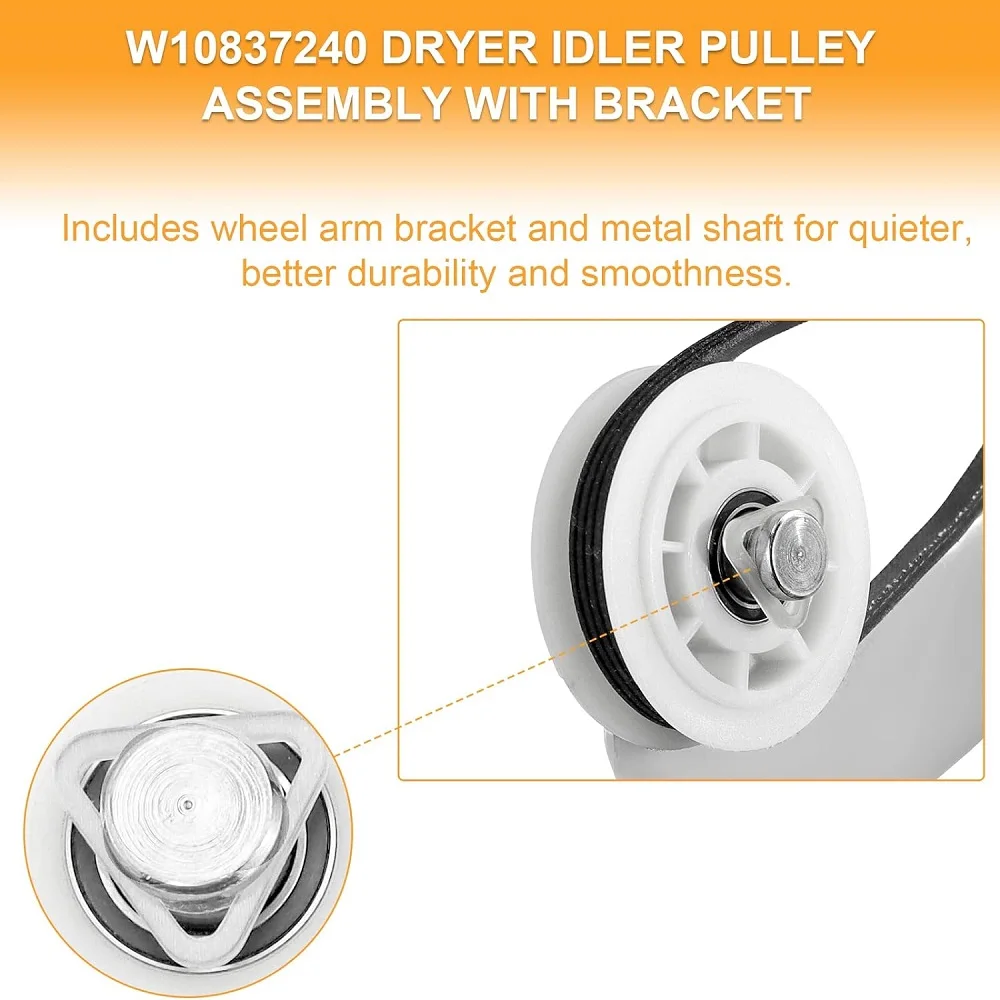 4392067 Dryer Repair Kit and W10837240 Dryer Idler Pulley for Maytag Bravos Whirlpool Duet Kenmore Elite Dryers