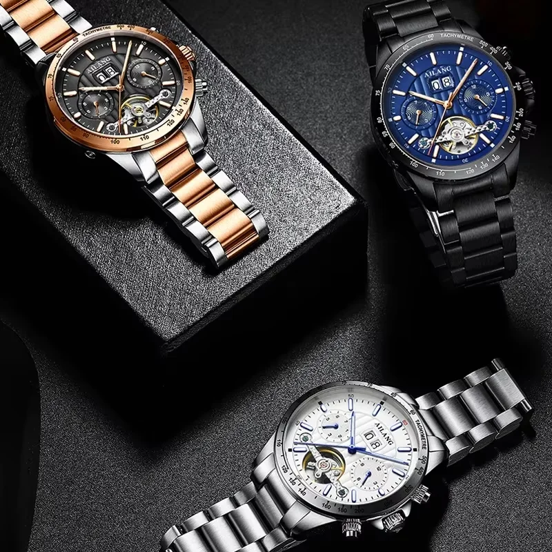 

Новые модные механические часы AILANG 2026: календарь, день недели, водонепроницаемые, с турбийоном, спортивные автоматические наручные часы AL8828