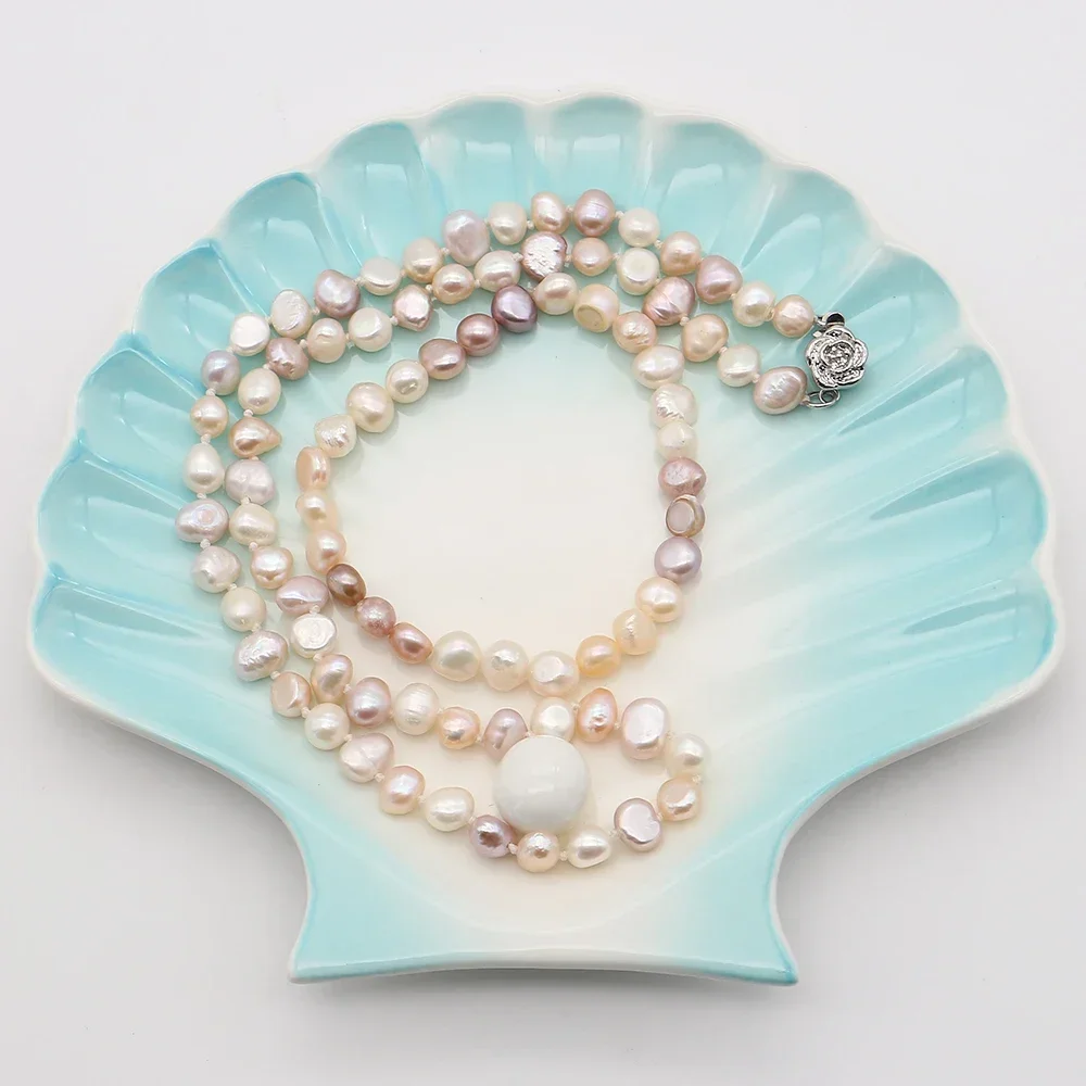 Creative Irregular Natural Freshwater Mixed-color Straight-hole Baroque Pearl Necklaces Bracelets Jewelry Set Accessories