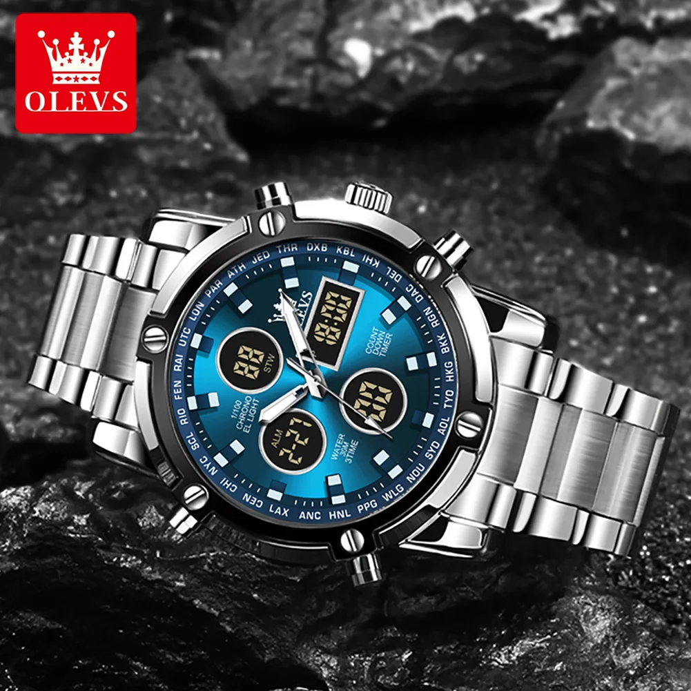 

OLEVS 1106 Mens Watch Square Quartz Watch Multifunctional Business Watch For Men 30m Waterproof Luminous Box Gift
