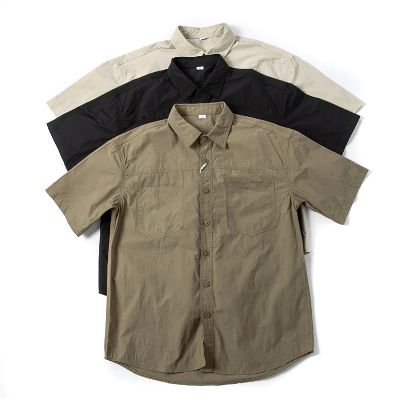

American Sle Outdoor Functional Qui Dry ort Sve Summer Thin Breathable Men's irt Jaet Loose Fit Color