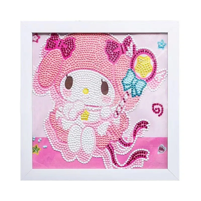 Sanrio 5D DIY Diamond Decoration Painting Cute Magic Kuromi HelloKitty Angel Melody Diamond Stickers with Frame Decoration