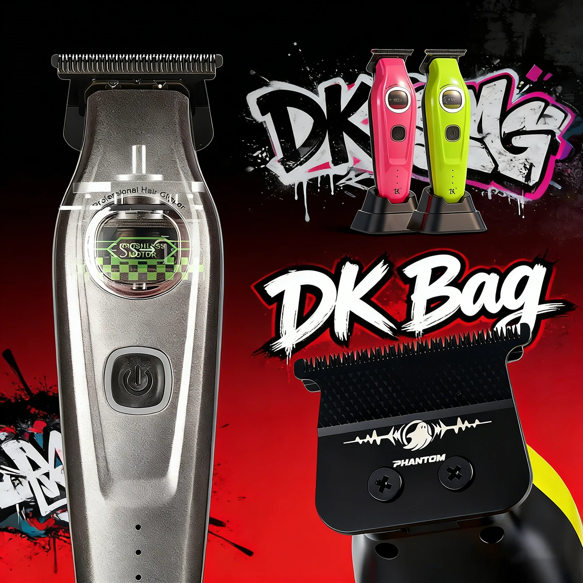 Professional Men's Electric Hair Trimmer DK 088 External Rotor Brushless Motor 7500RPM Scalelike DLC Blade Barber Hair Clipper