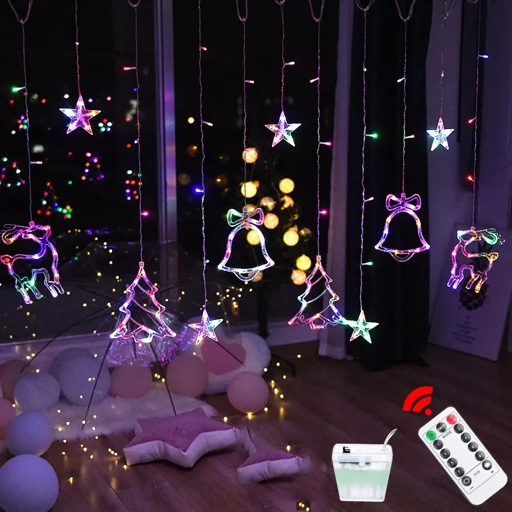 LED Festoon Christmas Lights Battery Powered String Light Fairy Garland Curtain Decor For Tree Holiday 2027 New Year Decoration