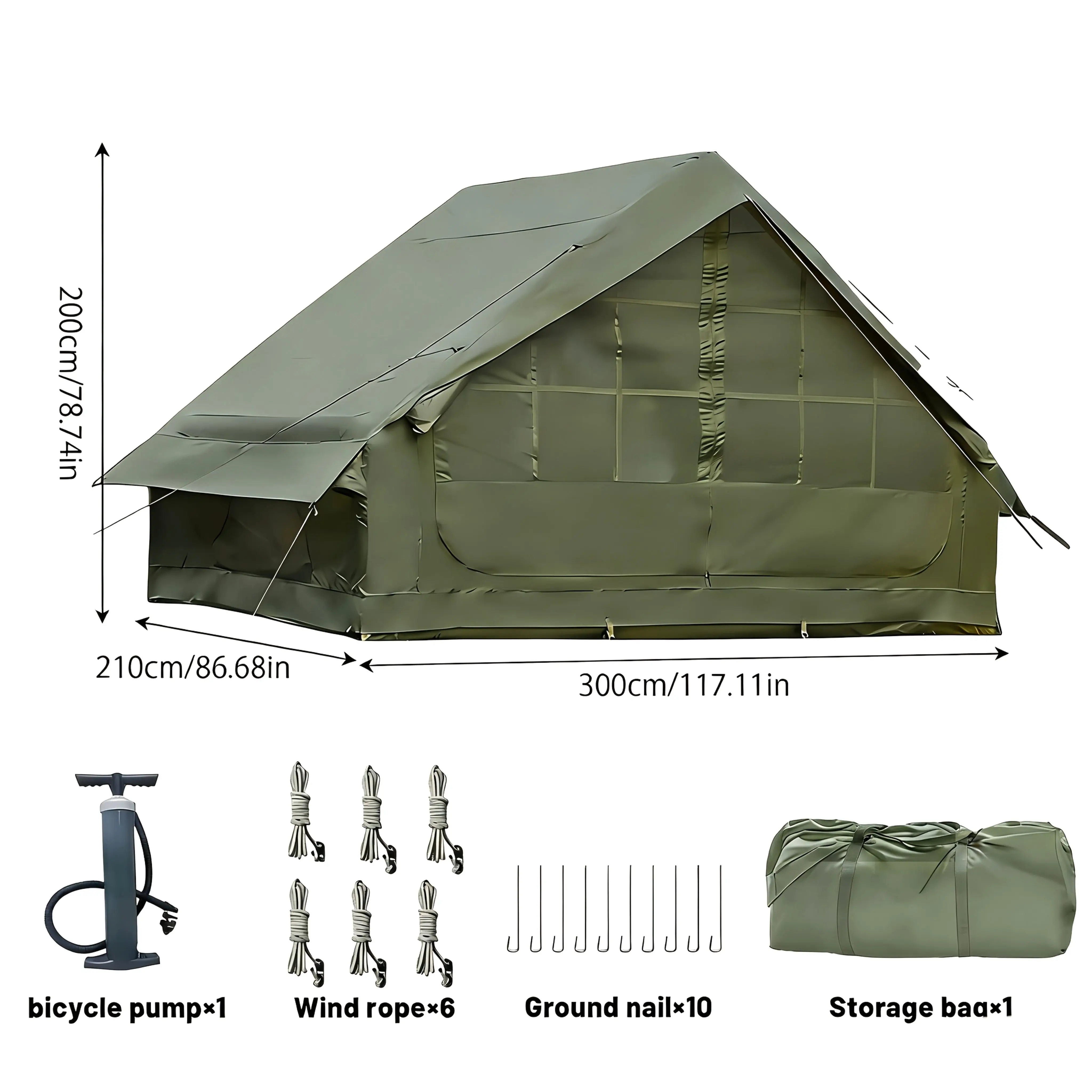 

4–8 Person Summer Glamping Inflatable Tent – Quick-Inflation Design with Breathable Mesh Panels, Weather-Resistant Oxford Fabric, Spacious Full-Mesh Windows & Door for Ventilation, Compact Carry Bag Included, Easy Setup Using Manual Pump, Lightweight & Po
