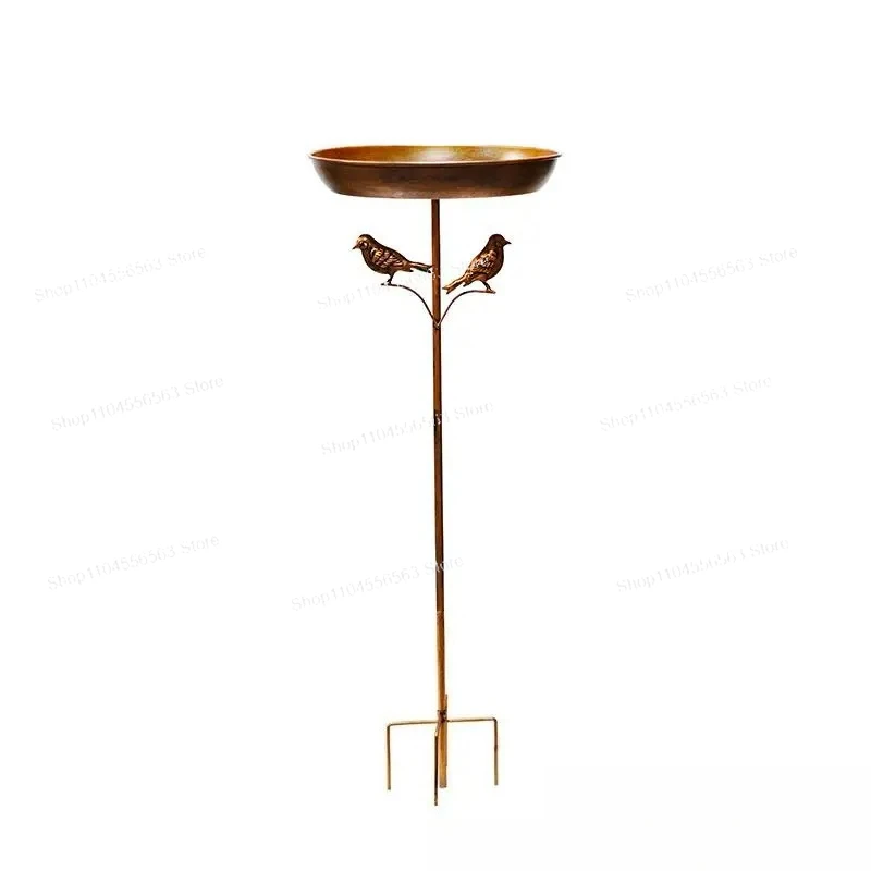 حمام وحدة تغذية الطيور من الحديد المطاوع الرجعية 2 في 1 - إدراج ديكور إبداعي للحديقة/الفناء الخارجي