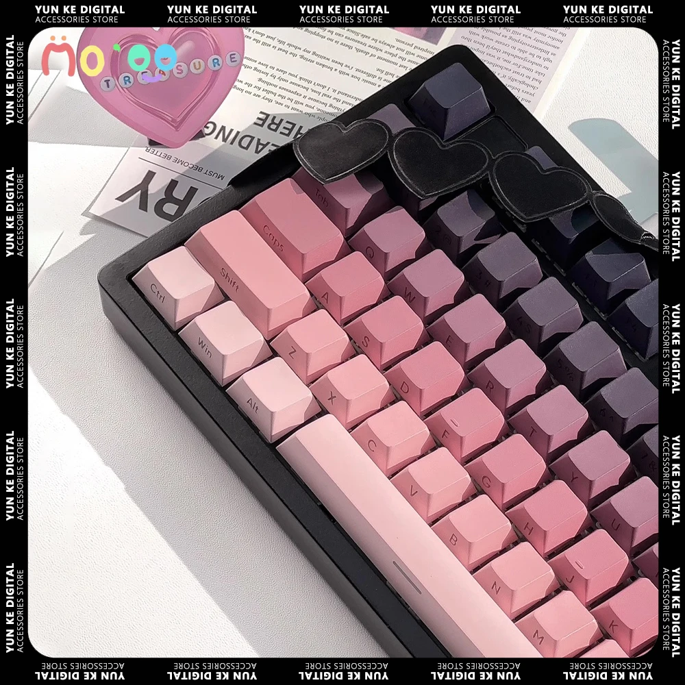 

MoCoo Black Pink Keycaps RGB Light Transmission Cherry Height Mechanical Keyboard Keycap Sets PBT Sublimation Gamer Accessories