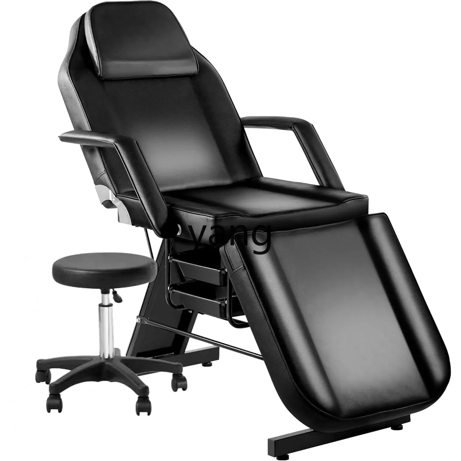 lmm reclining beauty bed chair salon with high air rod stool 3