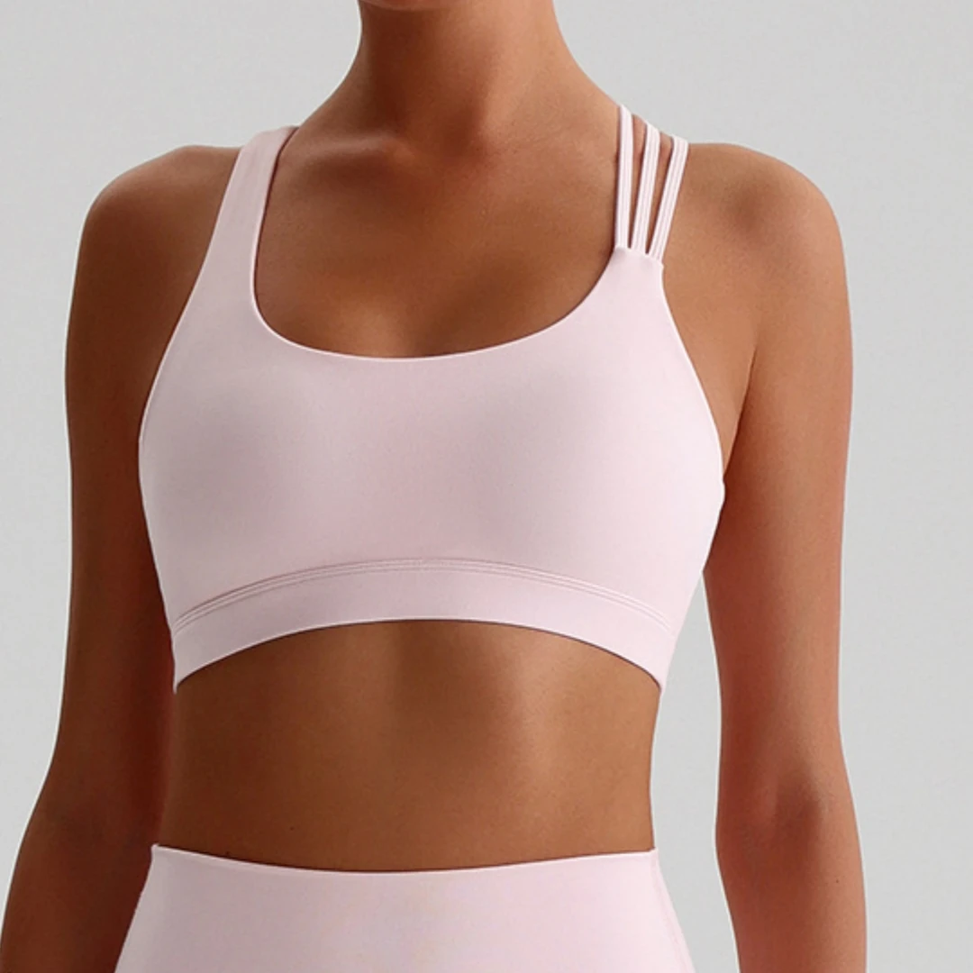 Solid Color high strength cross shoulder strap Gym GYM underwear Women Fitness Sport Bra Top shockproof Athletic Tight Workout W