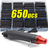 Black Heat Shrink Tube Kit Thermoresistant Tubing Shrink Wire Wrapping Electrical Connection Cable Insulation Sleeves Protecter