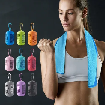 원형 실리콘 포장 콜드 타올 냉각 타올 빠른 건조 마이크로 화이버 타월 비치 액세서리 타올 스포츠 피트니스 1PC