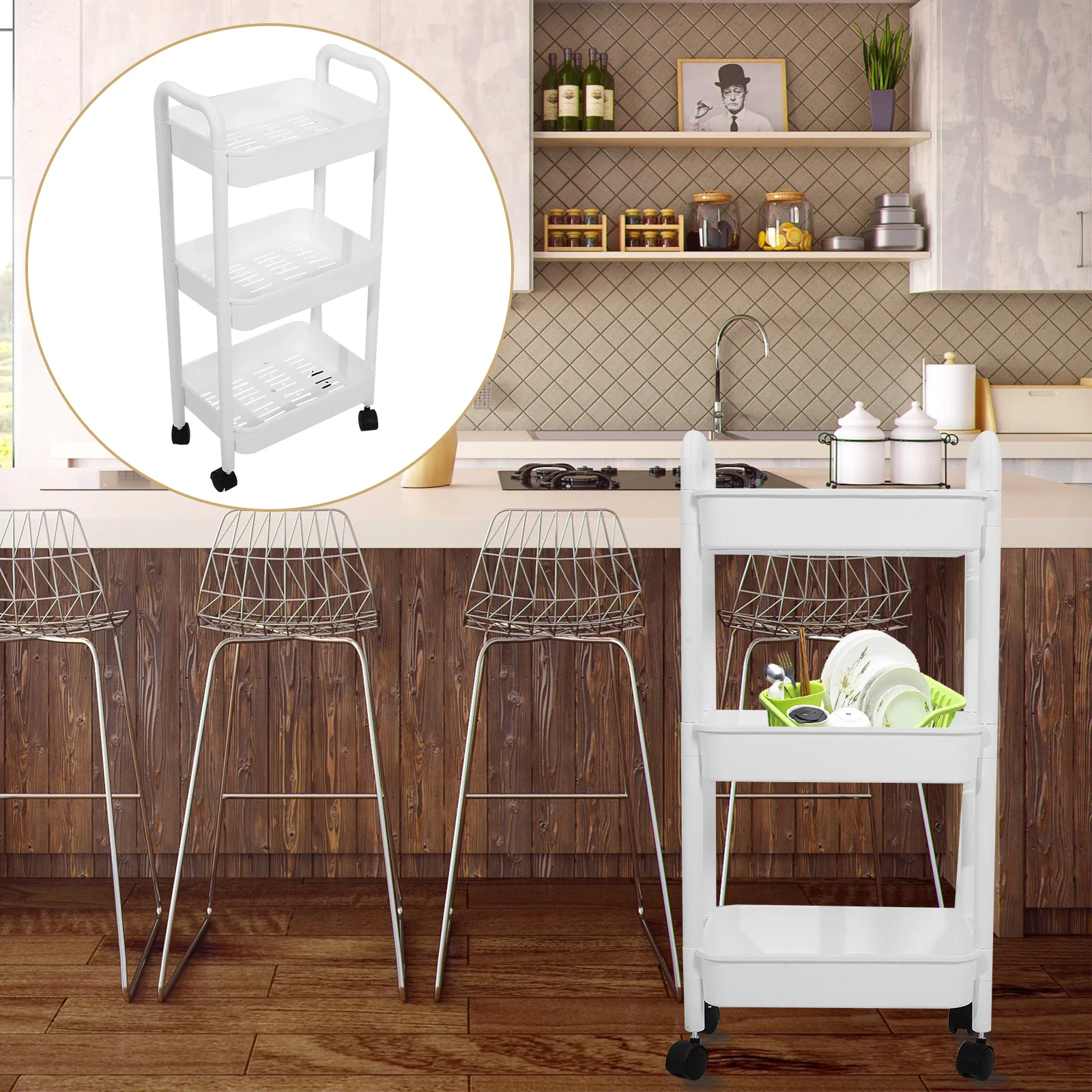 

Mobile Storage Rack Book Carts with Wheels Portable Bathroom Rolling Utility on Organizer