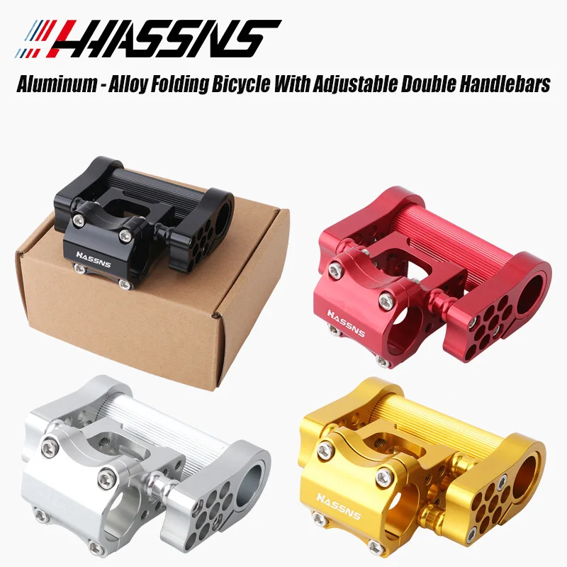 AliExpress NONE HASSNS Adjustable Aluminum Alloy Dual Bike Stem for Dahon Folding Bike 412/SP8 Black/Red/Silver/Gold Handlebar Mod