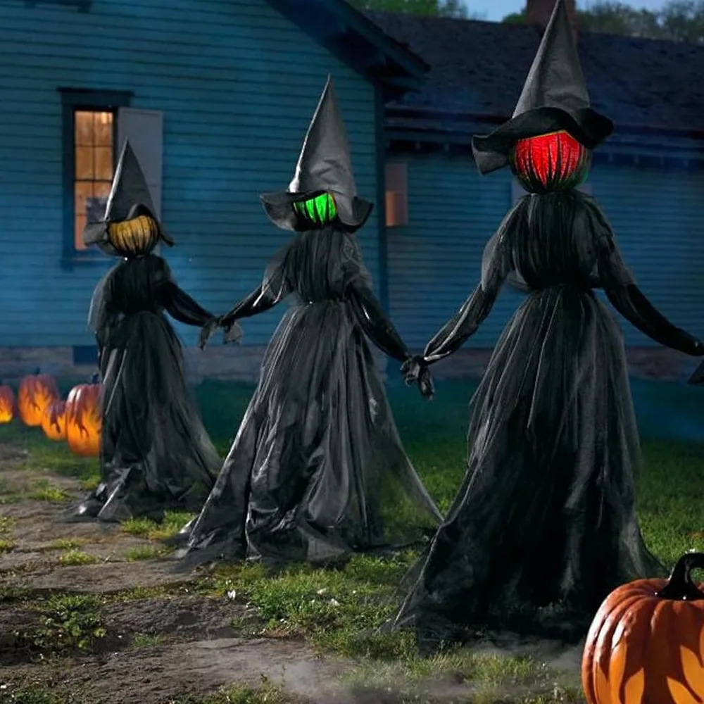 

Halloween Decorations 6 FT Set of 3 Light Up Halloween Witch with Stakes, Witch Decorations for Outdoor Garden Yard Lawn Haunted