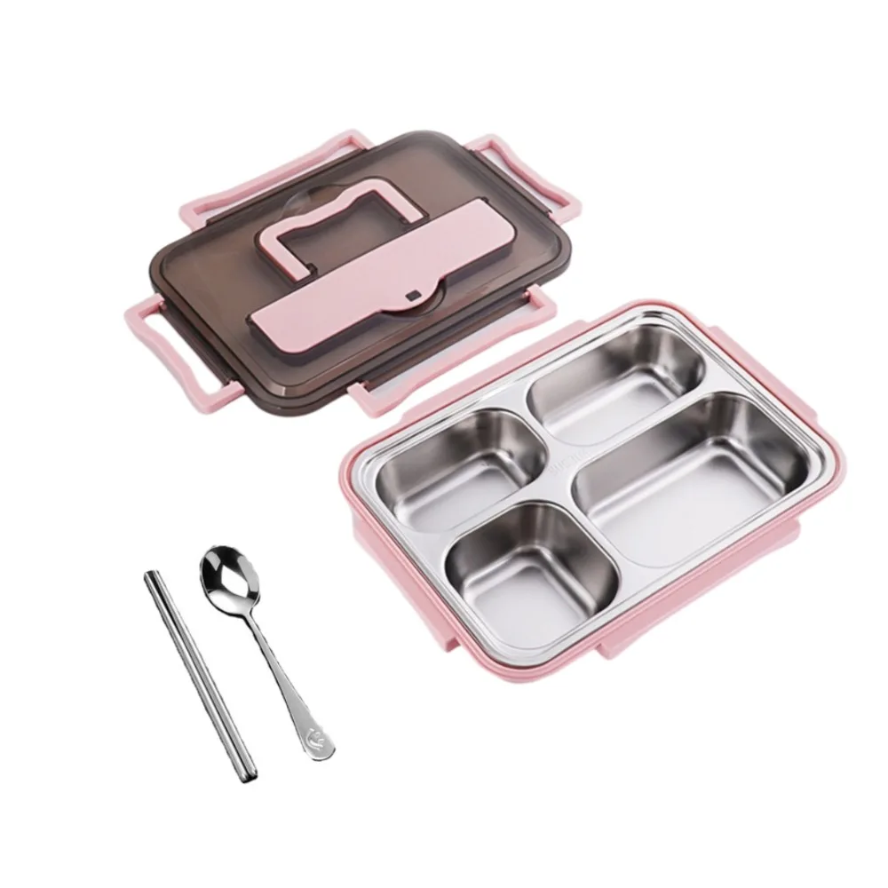 

Leakproof Stainless Steel Lunch Box Microwavable Multi-Grid Food Container with Cutlery Food Grade Insulated Lunch Box