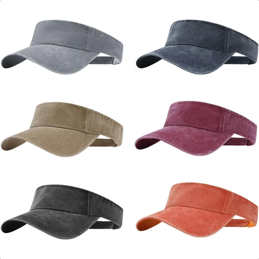 

6Pack Sun Visor Adjustable Visor Hats for Women and Men Multicolor