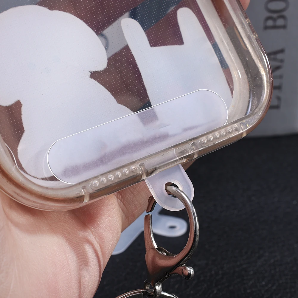 1-10Pcs Semi-Transparent Mobile Phone Lanyard Strap Patch Card Matte Clear Replacement Fixed Card With Lanyard Hole Tether Tab