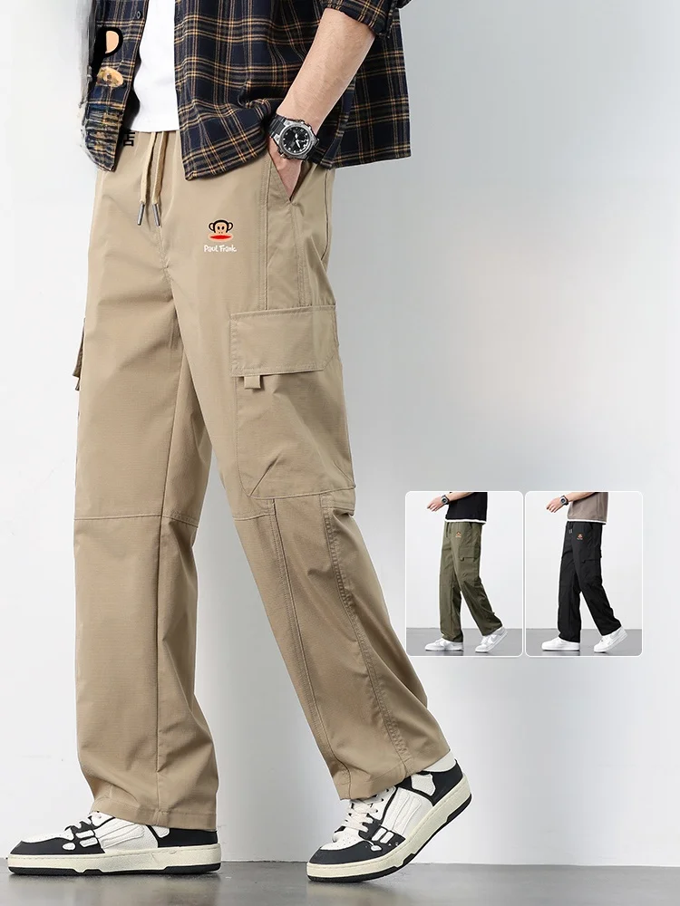

PaulFrank Men's Casual Straight Leg Trousers Wide Leg Workwear Loose Fit Autumn 2025 Faionable Long Pants for Youth