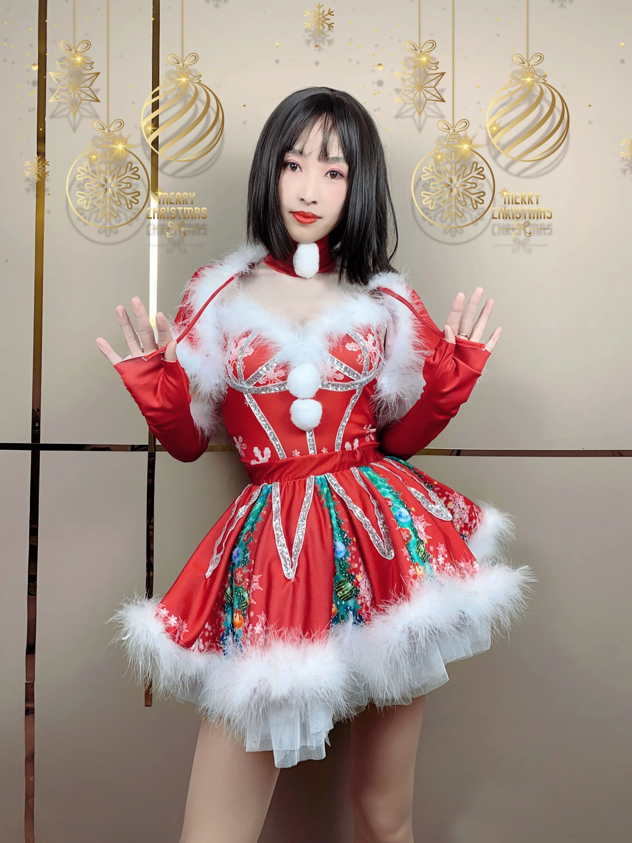 Nowe seksowne kostiumy na imprezę bożonarodzeniową ubrania hip-hopowe jazzową ustawioną w klubie nocnym piosenkarka Gogo tancerka kostium taneczny rurze