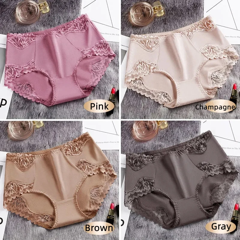3Pcs/lot Sexy Lace Panties for Women Underwear Briefs Midi Waist Seamless Female Panty Set Comfort Ladies Underpants Intimates