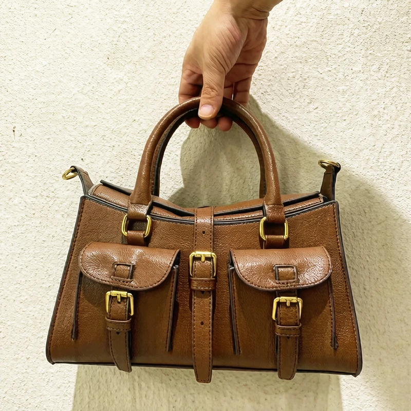 

Small Bags For Women Luxury Designer Handbags And Purses 2026 New In PU Multiple Pockets Belt Buckle Top Handle Box Shoulder bag