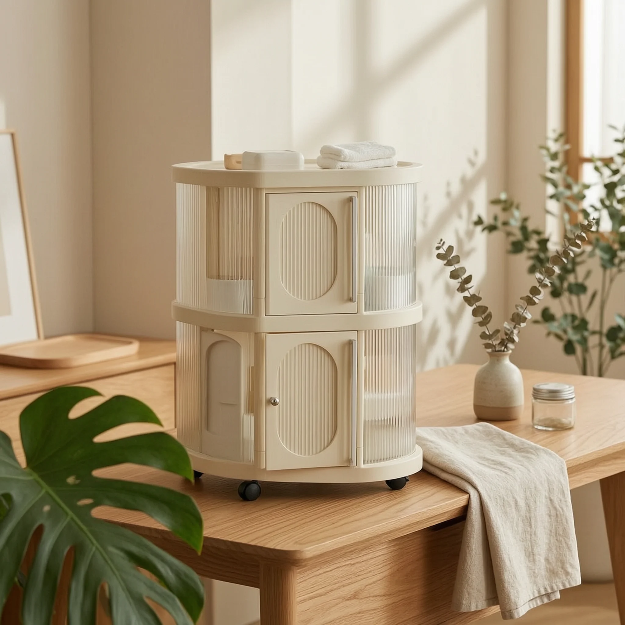 Foldable Mobile Large Capacity Folding Baby Cabinet Two-Tier Nursery Cabinet