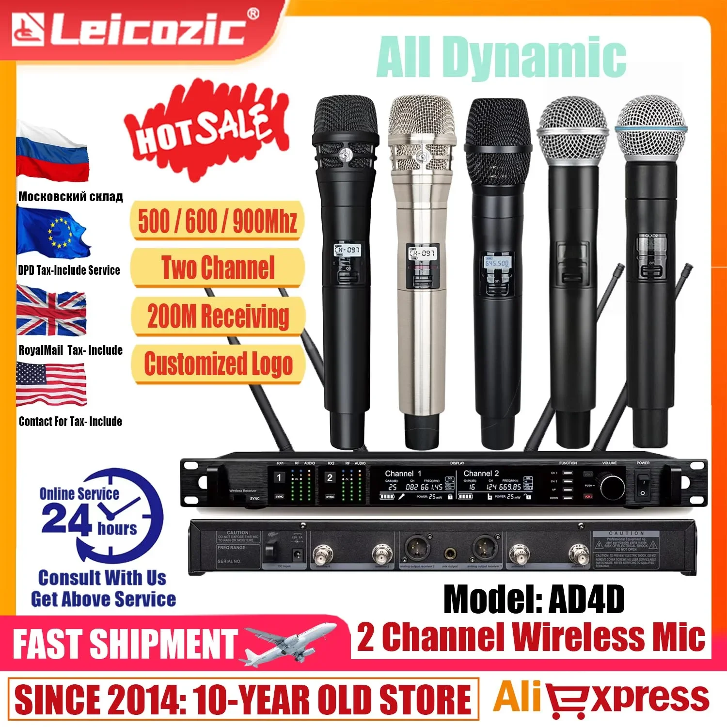

Leicozic SM BETA58 500 600 900Mhz AD4D KSM11 Dynamic Wireless Microphone Professional Headwear Microfono For Stage Use / Home