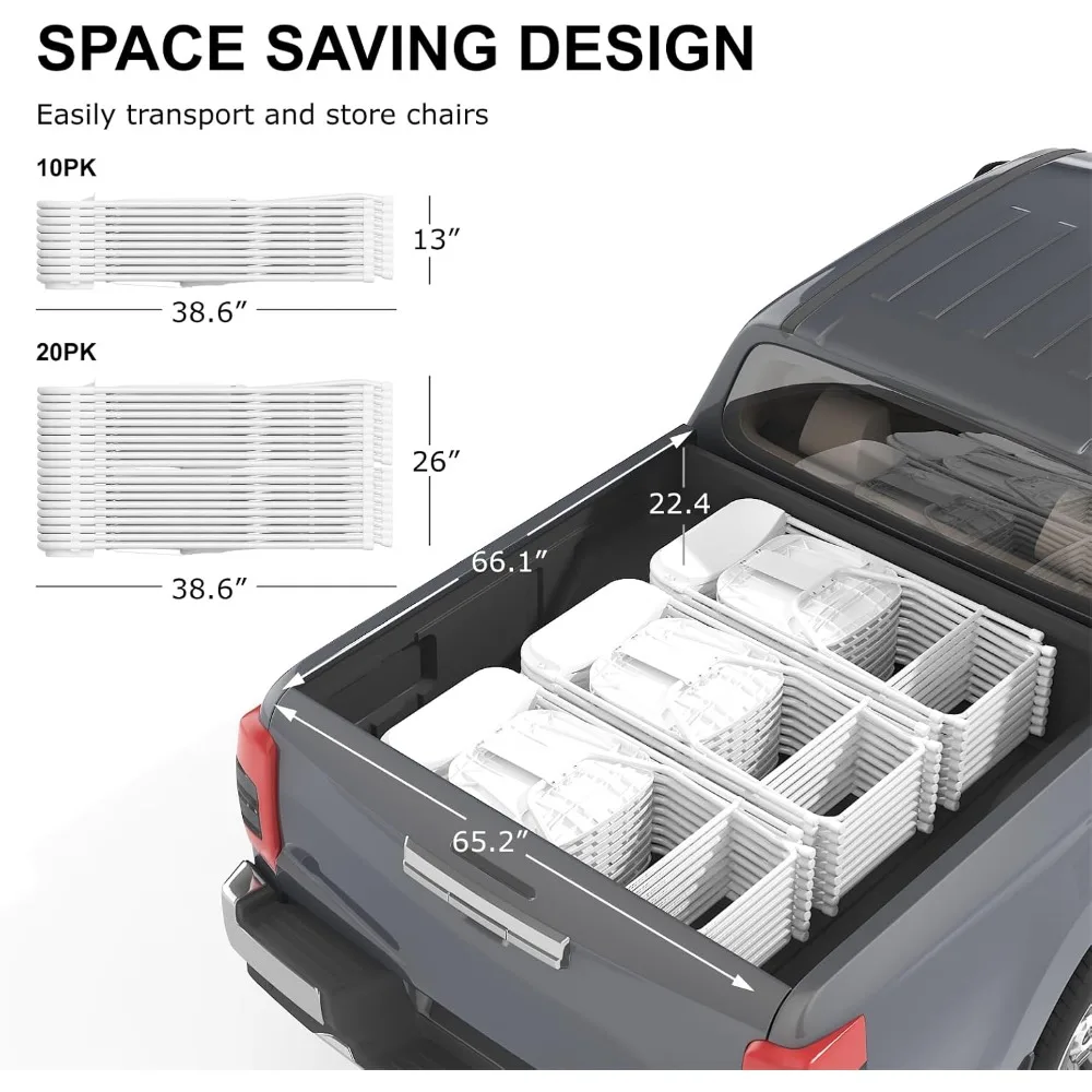 كرسي أبيض قابل للطي، كراسي بلاستيكية قابلة للطي 10 عبوات للخارج، كراسي داخلية وخارجية بإطار فولاذي، كرسي قابل للطي لحفلات الزفاف