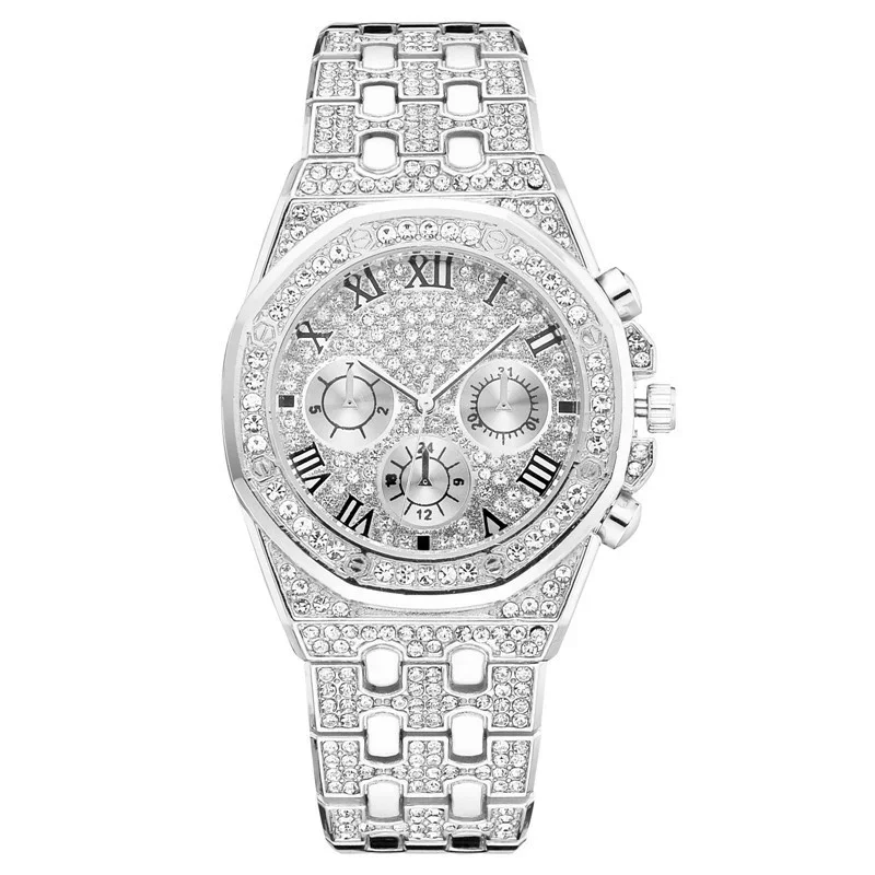 Men Luxury Diamond Watches Gold Stainless Steel Quartz Wristwatches Fashionable Lady Noble QuartzClock Gift Relogio