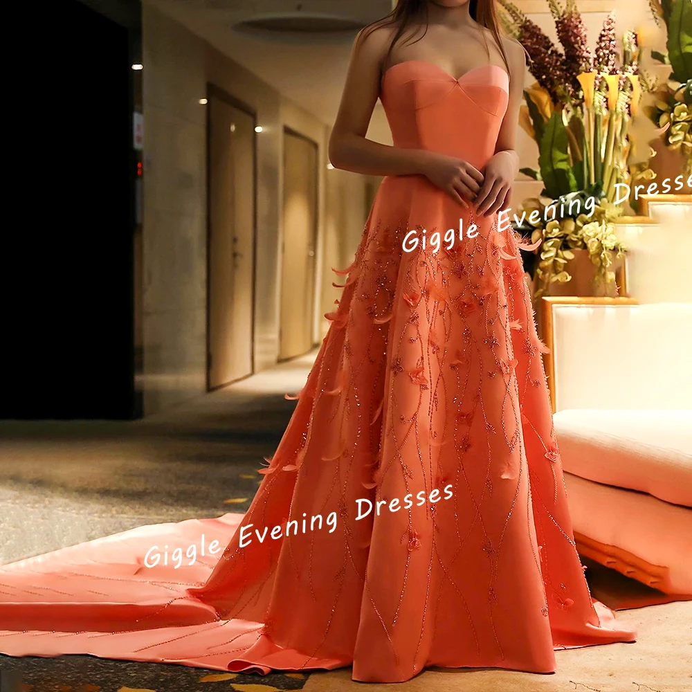 Giggle Luxury Beading Appliques New Arabic Evening Dresses Women 2024 فساتين سهرة Floor-Length Strapless Wedding Party Prom Gown