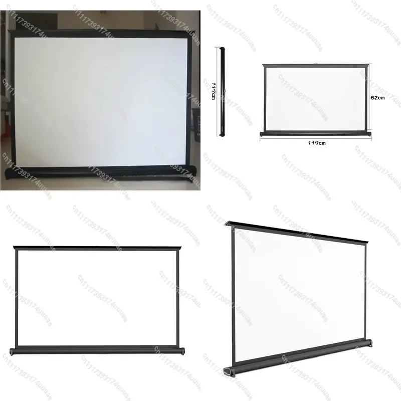 50 Inch HD 16:9 Portable Projector Screen Foldable Pull Up Projection Screen with Stand for Home Theater Camping Business