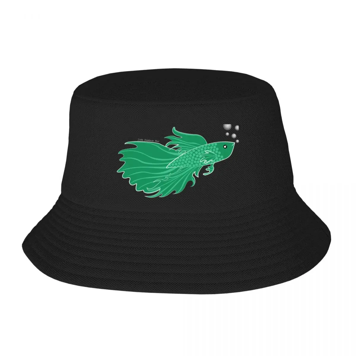 Green Beta Fish Making a Bubble Nest Bucket Hat Sunhat Beach Outing Sports Cap For Women Men's