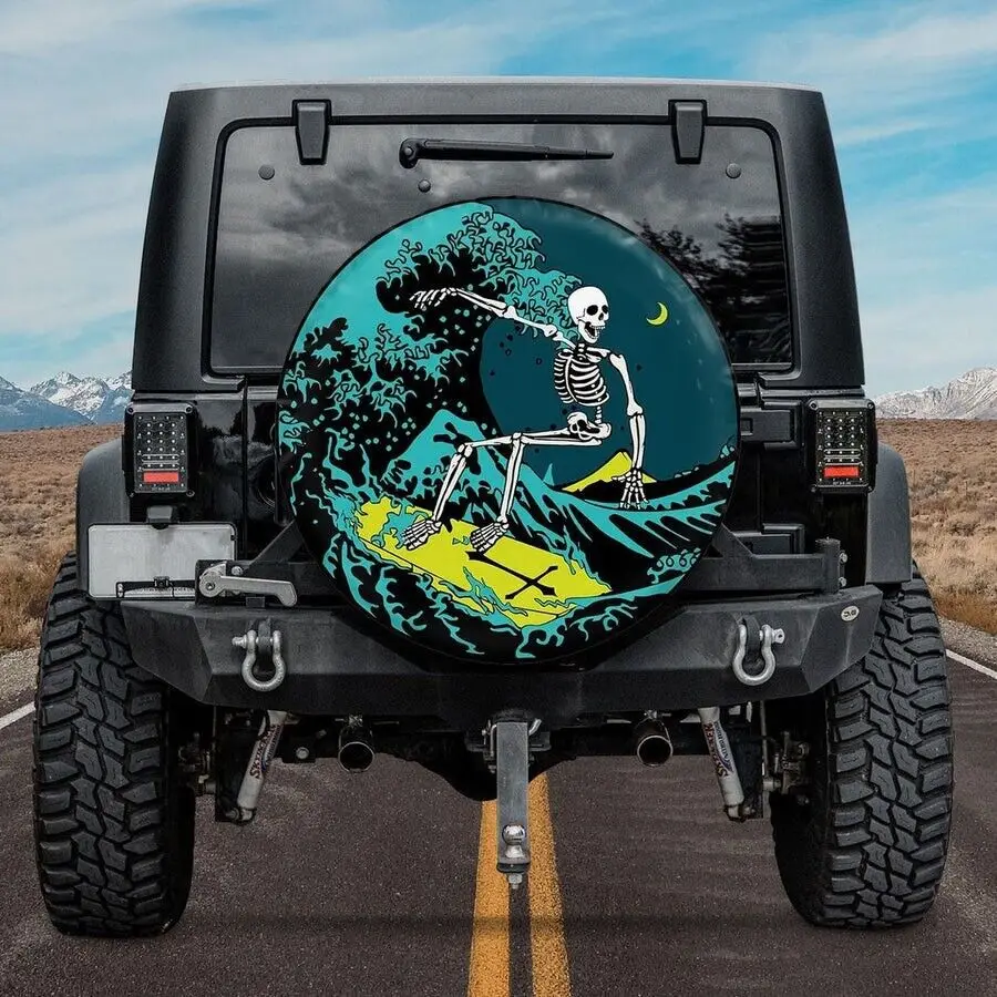 Camper Skeleton Surfer Spare Tire Cover 32\