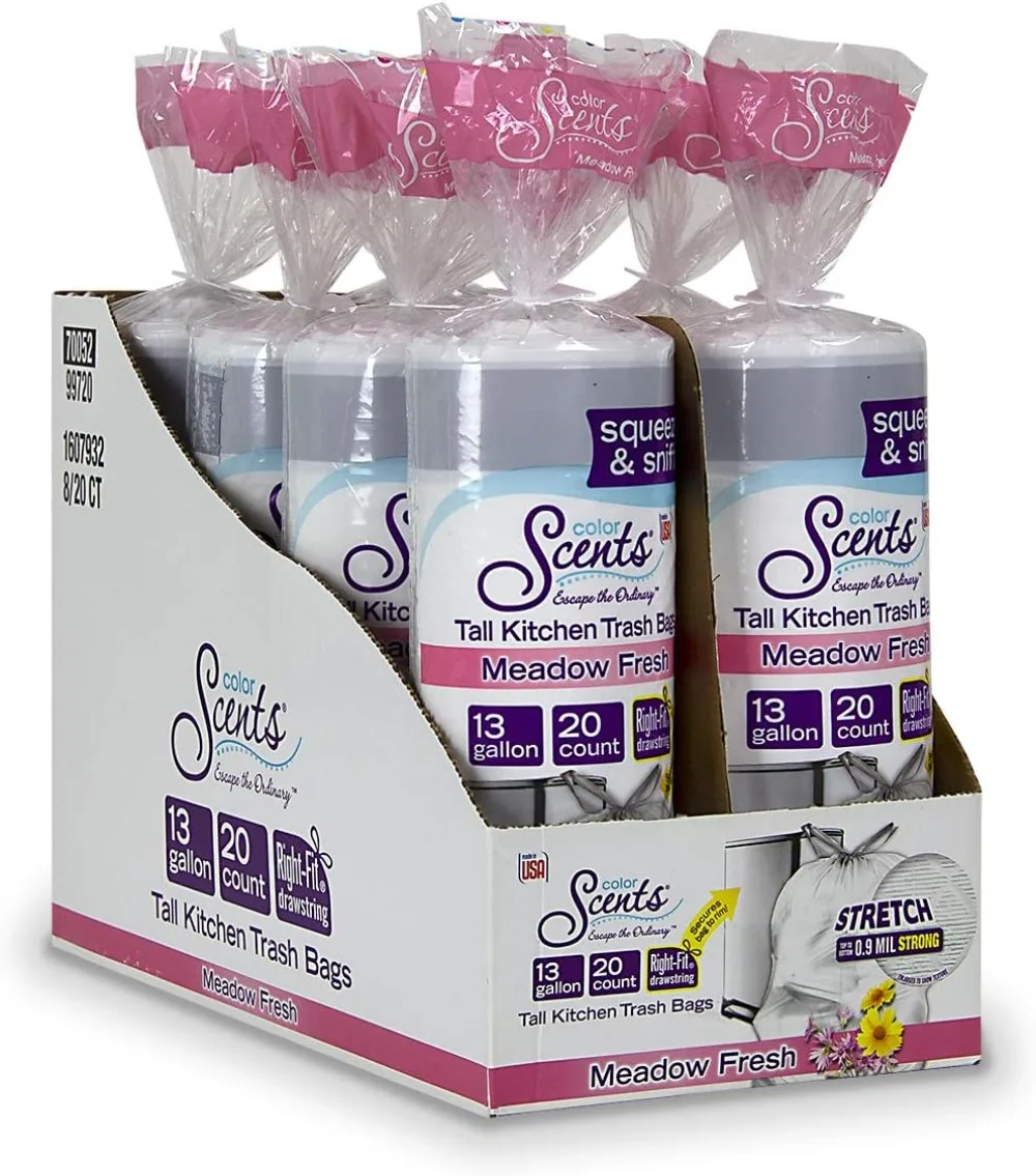 

Высокие кухонные мешки для мусора со шнурком, 13 галлонов, мусорные мешки 160 штук