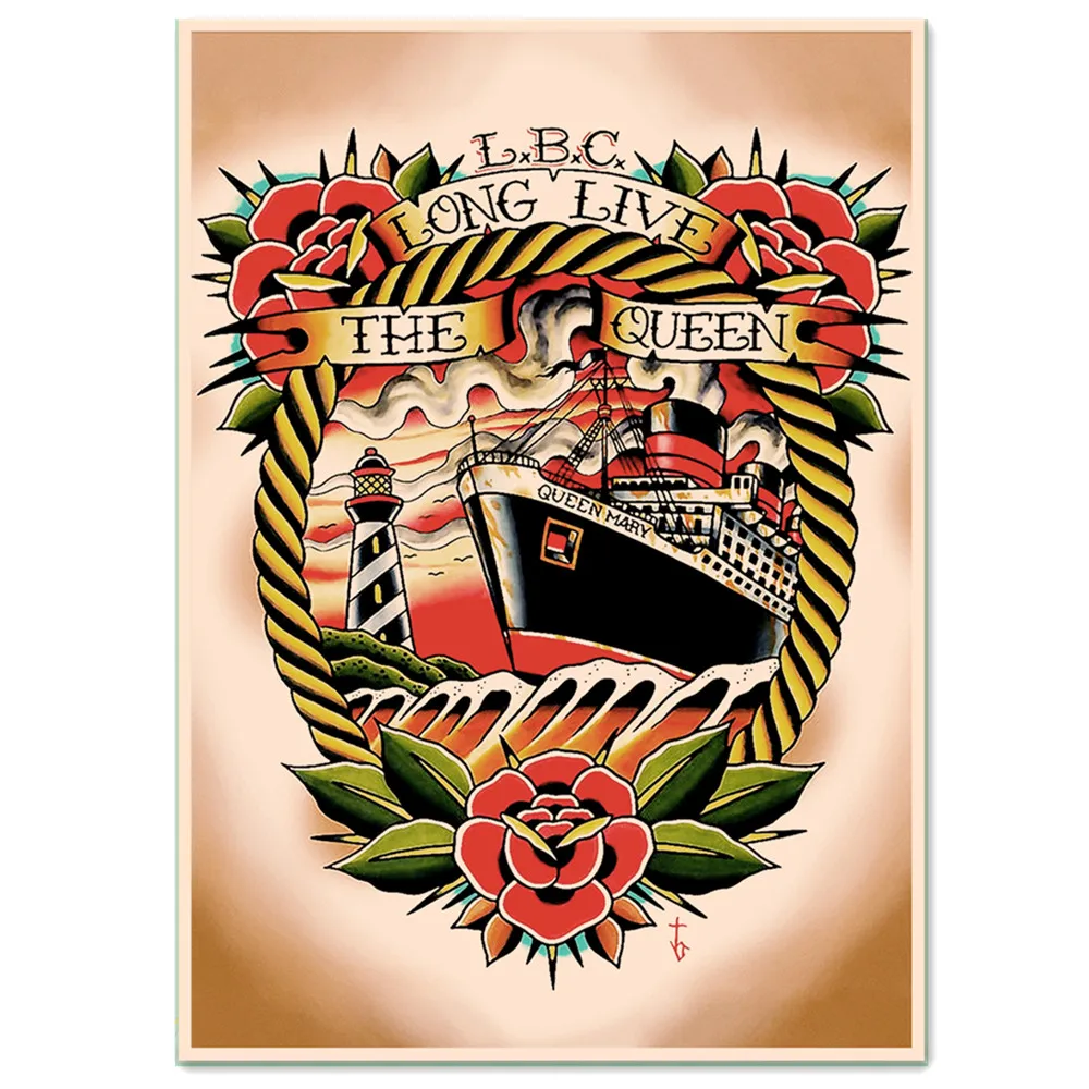 

Cruise Tattoo Art Wall Hanging Pictures Vintage Kraft Paper Poster Poster and Prints Home Decor Painting Room Wall Sticker Mural