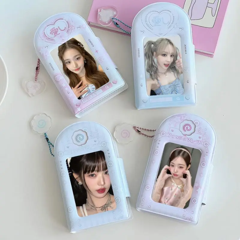 Y2k 3 Inch Photo Album INS Sweet Pink Blue Photocard Holder With Pendant Cartoon Mini Instax Photo Collect Book Pictures Storage