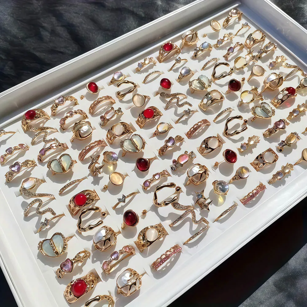20 قطعة/الوحدة سحر الموضة أنيقة القلب الأفعى لامعة حجر الراين خواتم للنساء مزيج نمط مفتوح قابل للتعديل مجوهرات يومية هدايا الحفلات #1