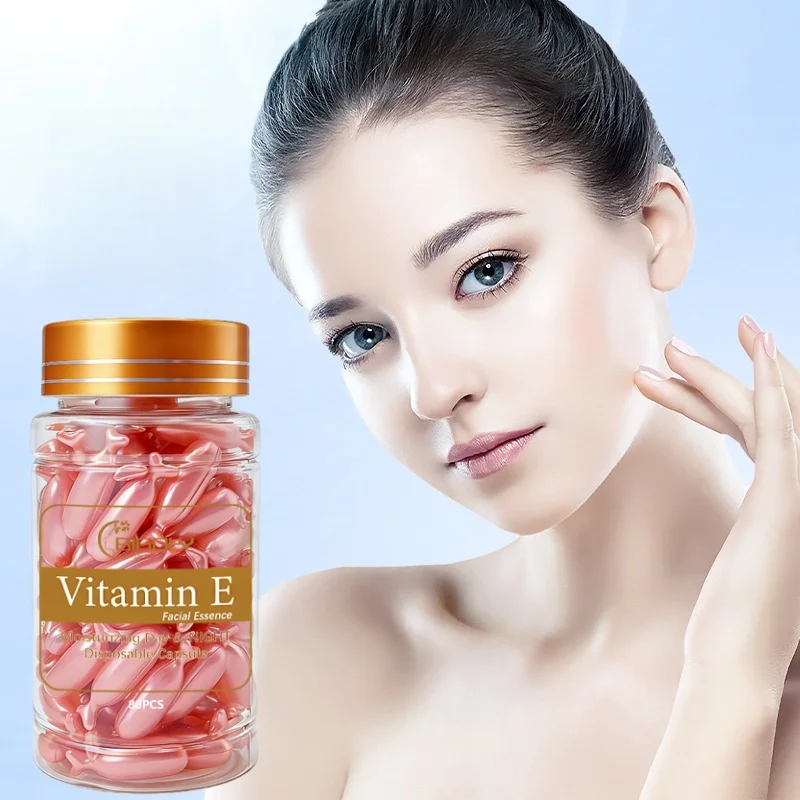 80 Capsules of Vitamin E Facial Care Essence, Hydrating and Moisturizing, Nourishing and Firming the Skin, Packaged in Capsules, Safe and Hygienic, One Capsule Per Use