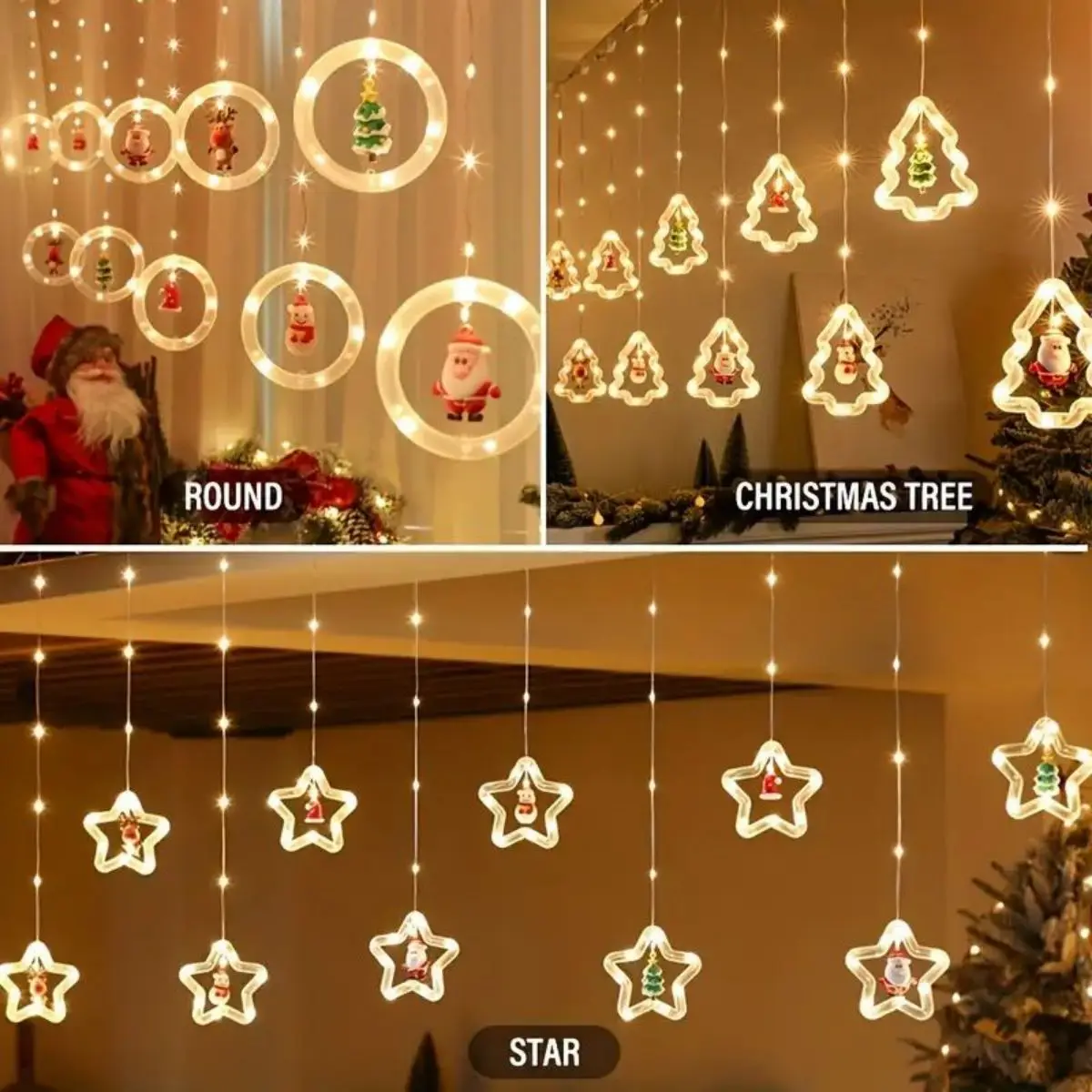 

Christmas Ring Curtain Light Leather Thread Creative Pendant LED Light String Holiday Bedroom Atmosphere Christmas Curtain Light