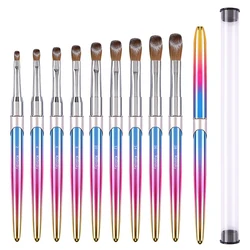 99.99% Kolinsky Acrylic Nail Brush Crimped Gradient Ramp Handle Professional Salon Quality for Acrylic Powder Size 2-18#