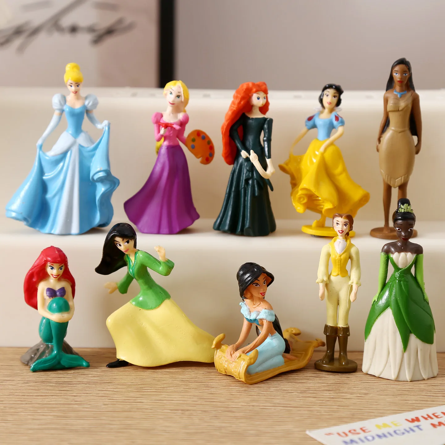 4-7cm 10 sztuk/partia Figurki Księżniczek Disneya Zabawki Syrenka Tiana Bella Jasmine Figurki Akcji Oryginalne Prezenty Zabawki