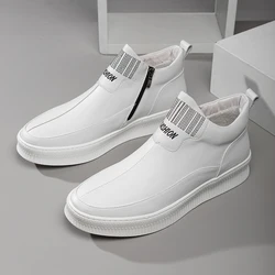 Casual high top men's leather shoes trend versatile genuine leather men's shoes short boots white shoes 81018