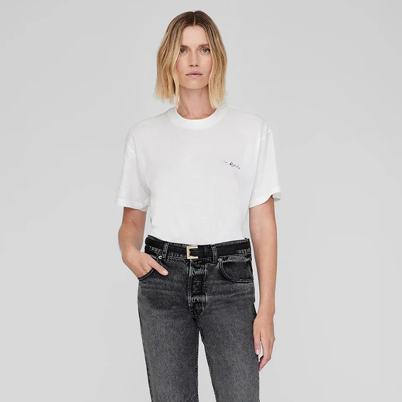 

Летняя североамериканская ниша до и после английского граффити с буквенным принтом, белая женская футболка с круглым вырезом и коротким рукавом