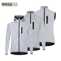 WOSAWE Full Reflective Jacket with Hoodie High Visibility Waterproof Wind Breaker Men Women Hiking Cycling Running Safety Vest