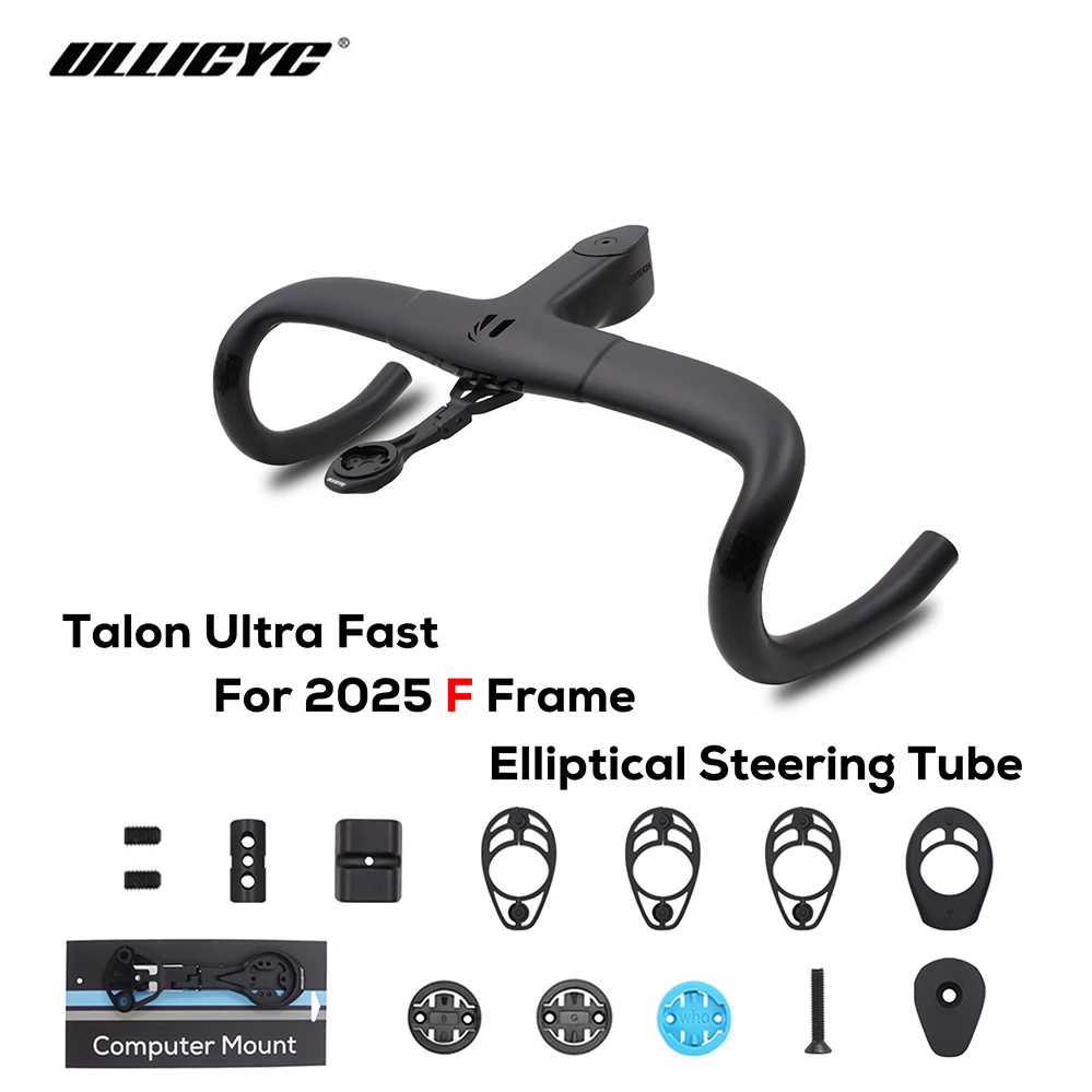 

ULLICYC Talon Ultra Fast Carbon Handlebar For 2025 F,Internal Routing Road Bicycle Cockpit,340mm,Black Matte,Oval Steering Tube