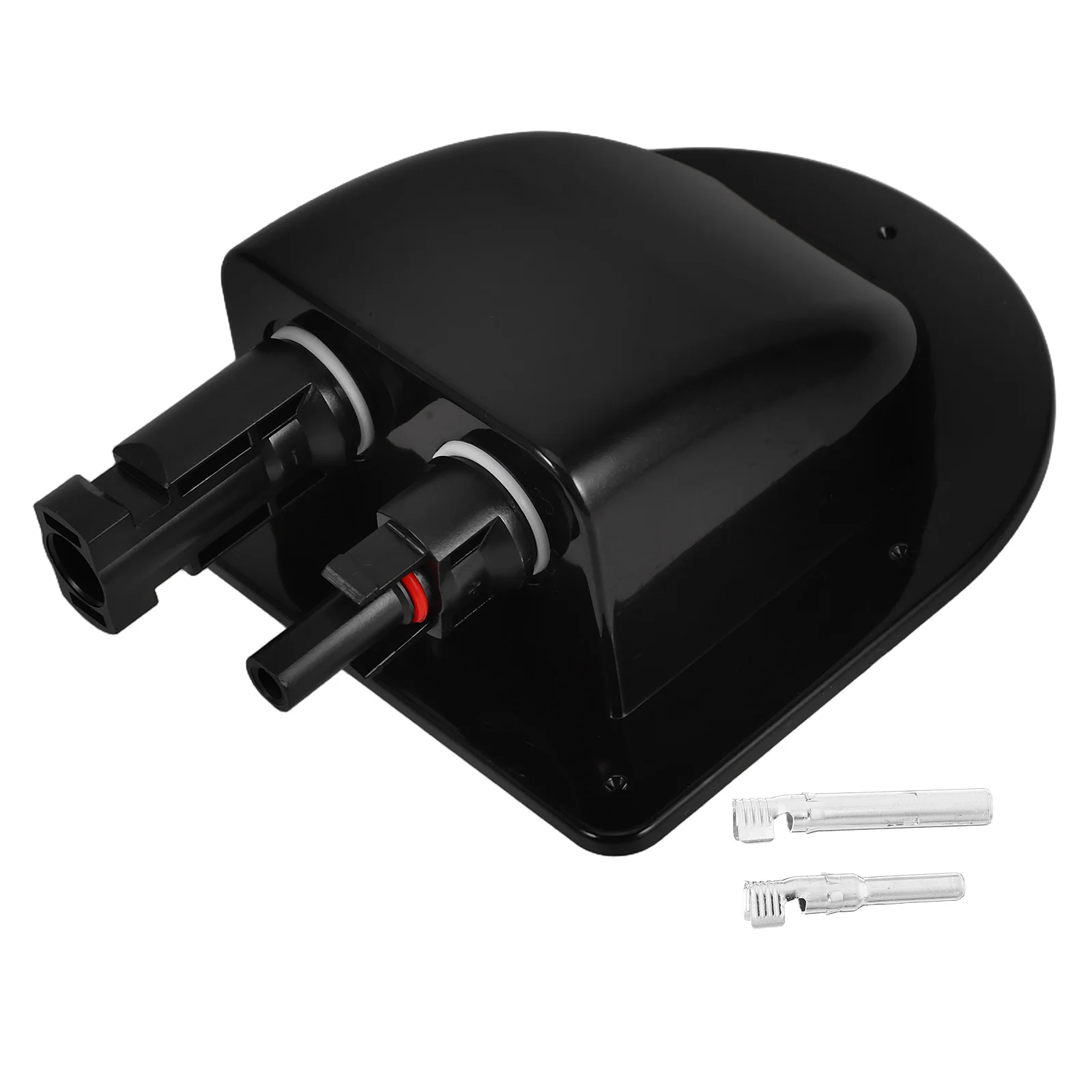 

1pc Photovoltaic Waterproof Box Dual Cable Entry Industrial Abs Solar Junction Housing For Rv Boat Deck Garden Home Black