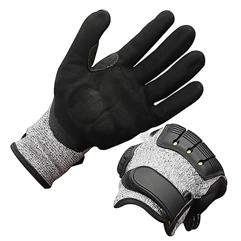 1Pair Anti-vibration Protection Working Gloves Anti-smashing Level 5 Anti-cut Anti-collision Gloves S/M/L/XL/2XL Outdoor Rescue