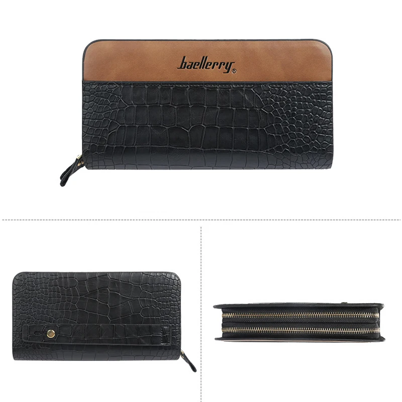 Herren-Clutch, PU-Leder, großes Fassungsvermögen, Reißverschluss um Kartenhalter, Geld, Telefon, Scheckheft, Handtasche